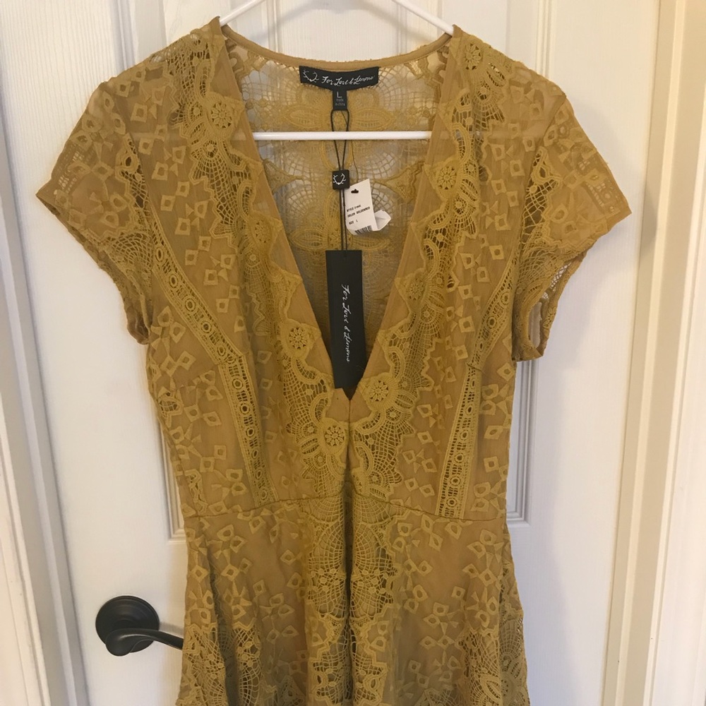 For Love and Lemons deep V neck dress